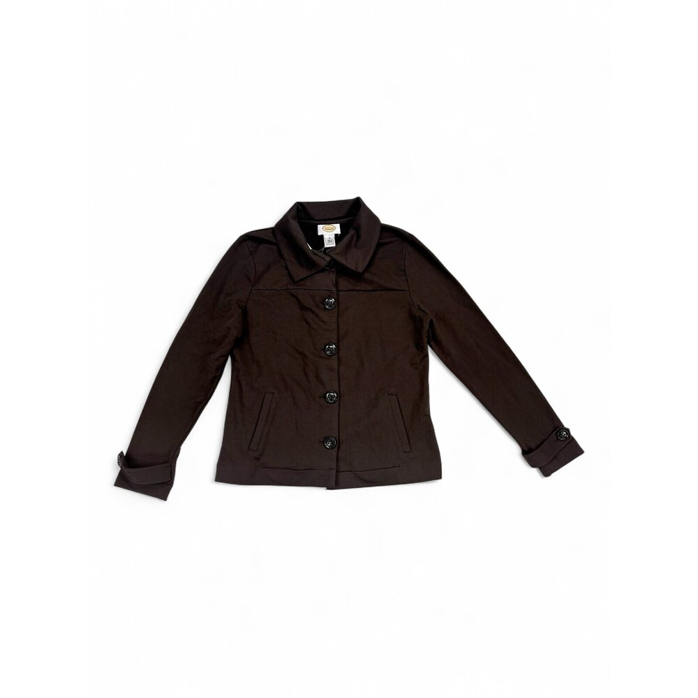 Talbots Women's Button-Front Knit Jacket Size M Brown